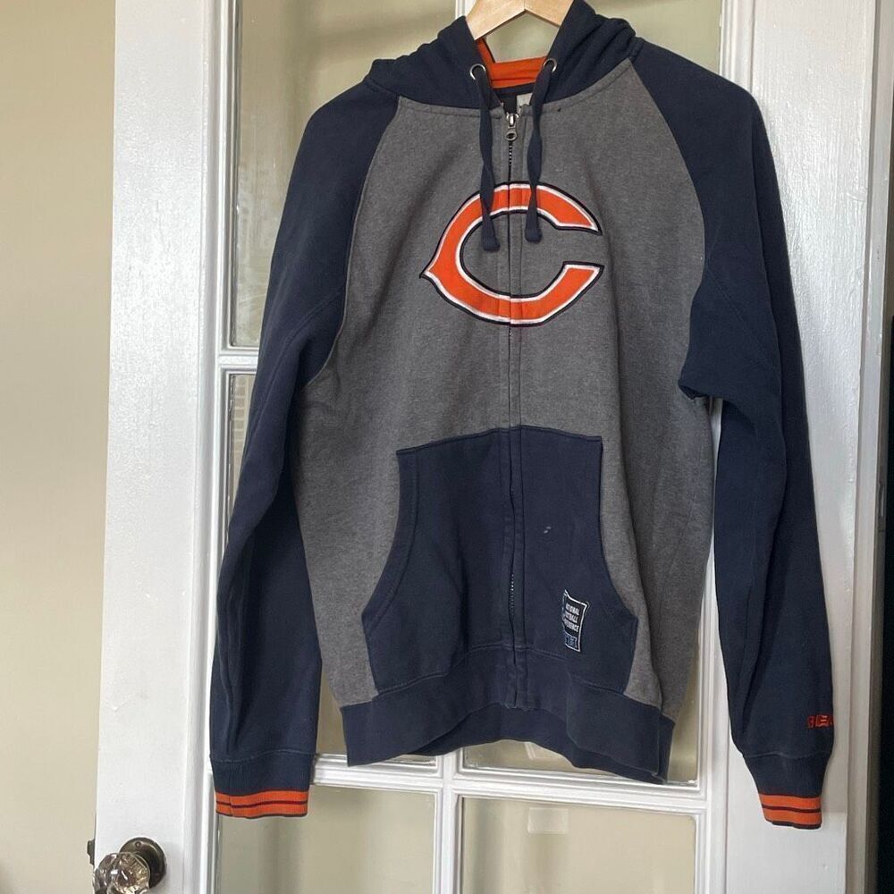 Vintage flawed Chicago Bears NFC Zipper Hoodie Sweatshirt Large Multi-Tone
